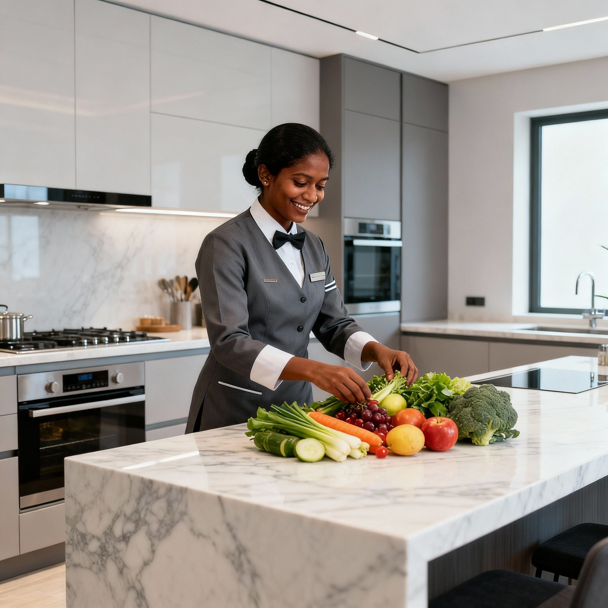 Servizio colf professionale della nostra agenzia domestici Reggio Emilia in una cucina moderna di design.