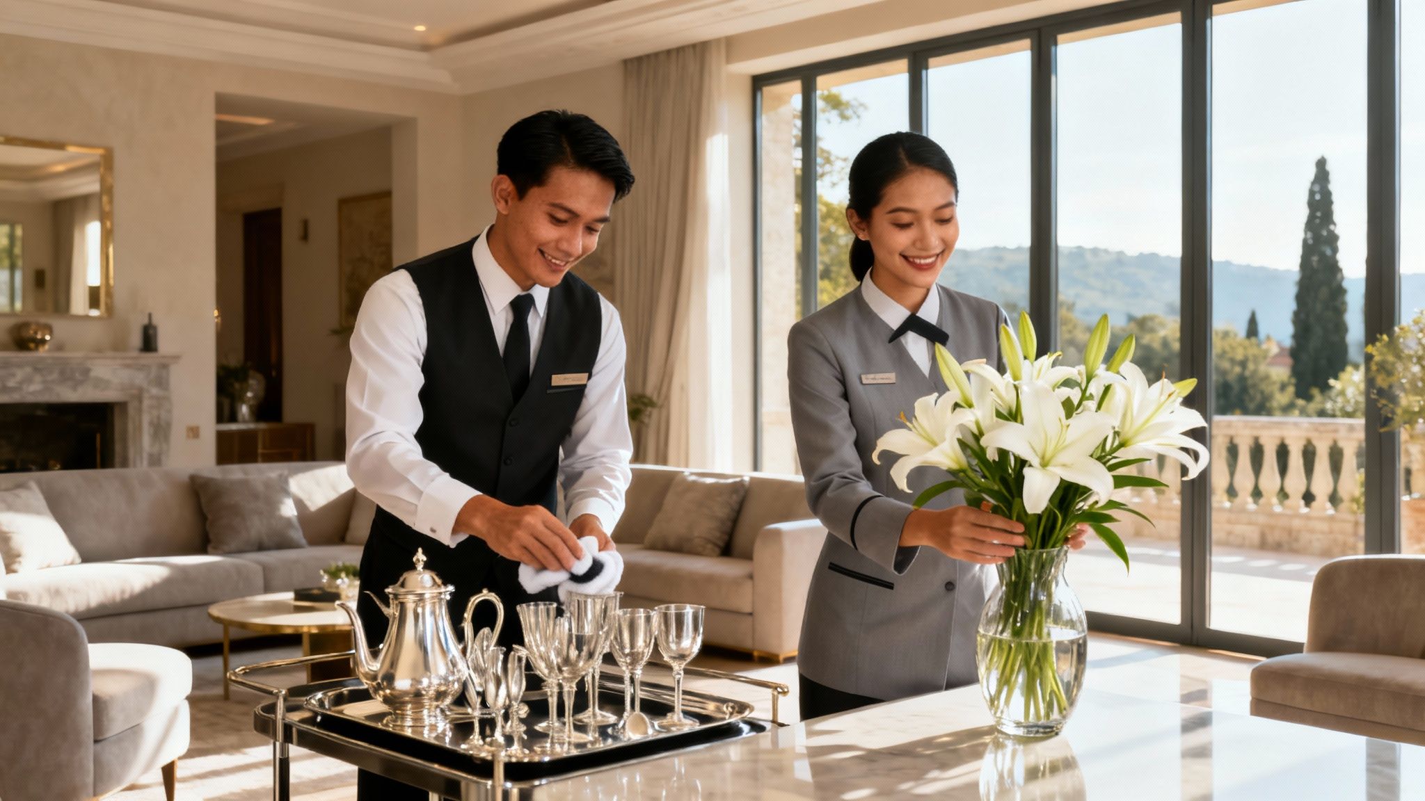 Cercasi Coppia Di Domestici asiatici professionali in una villa di lusso. Servizio impeccabile per famiglie d'élite.