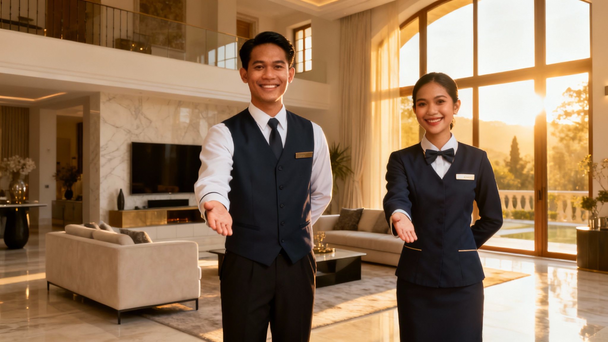 Cercasi Coppia Filippini - domestici professionisti in una villa di lusso, servizio impeccabile e sorridente.