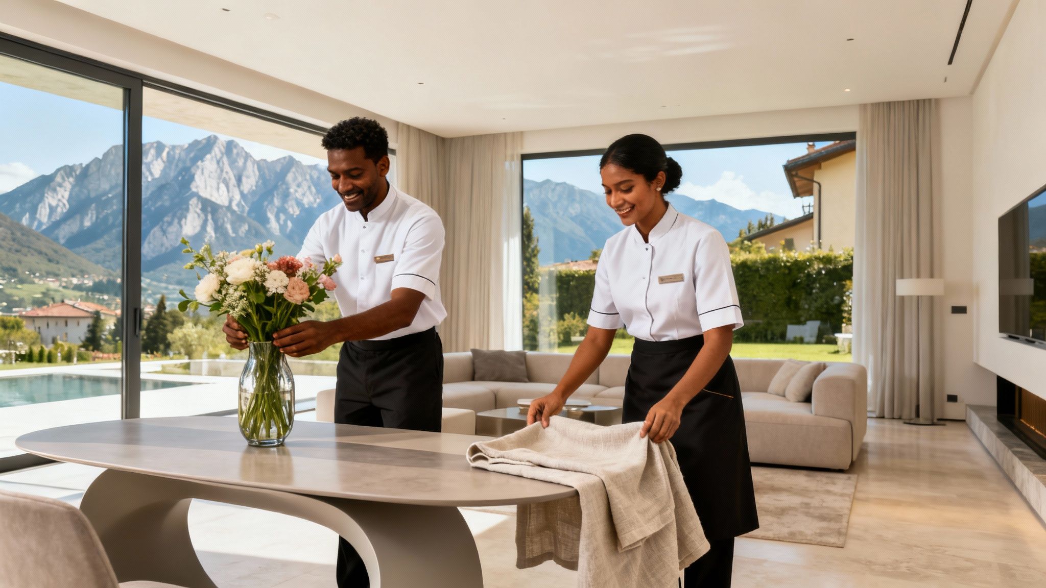 Coppia Sri Lanka Trento - servizio domestico d'eccellenza in una villa di lusso con vista sulle montagne.