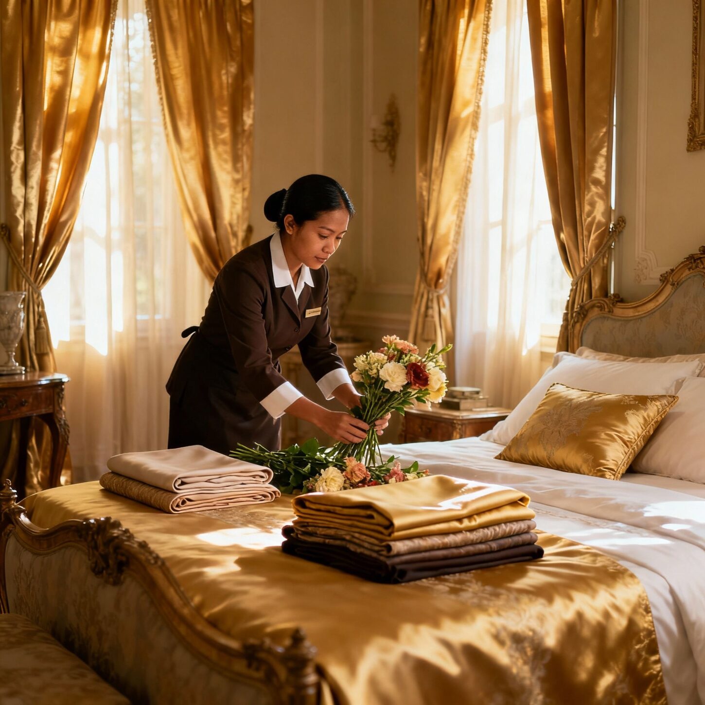 Agenzia colf filippine Perugia - Servizio domestic in camera da letto luxury con dettagli premium