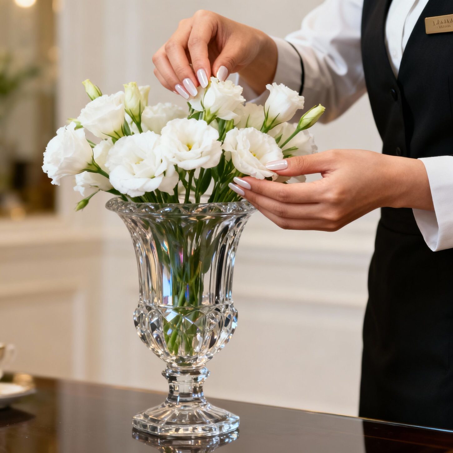 Agenzia domestici Forte dei Marmi - Dettaglio mani professioniste sistema fiori luxury