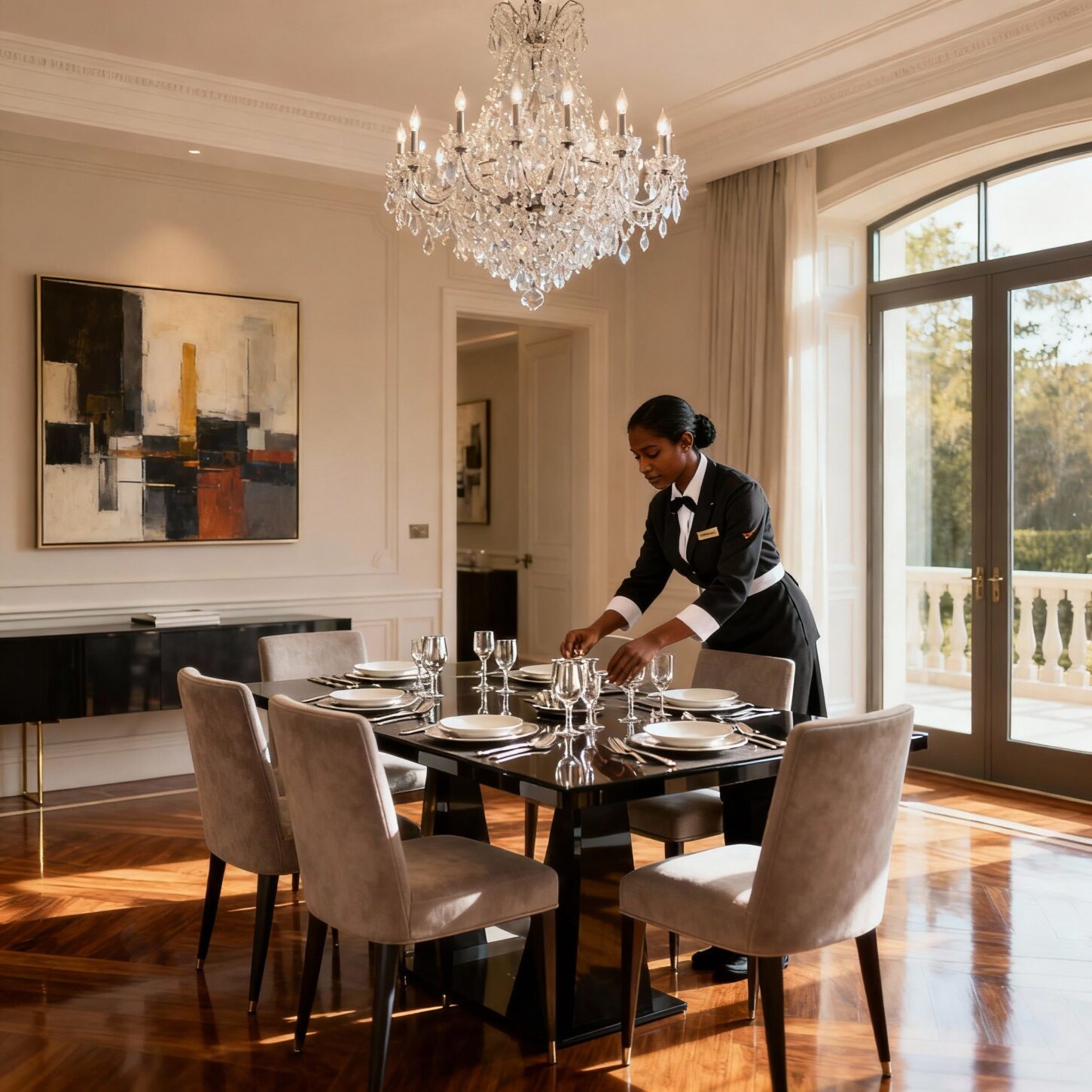 Agenzia per personale domestico Frosinone - Housekeeper srilankese prepara tavola elegante