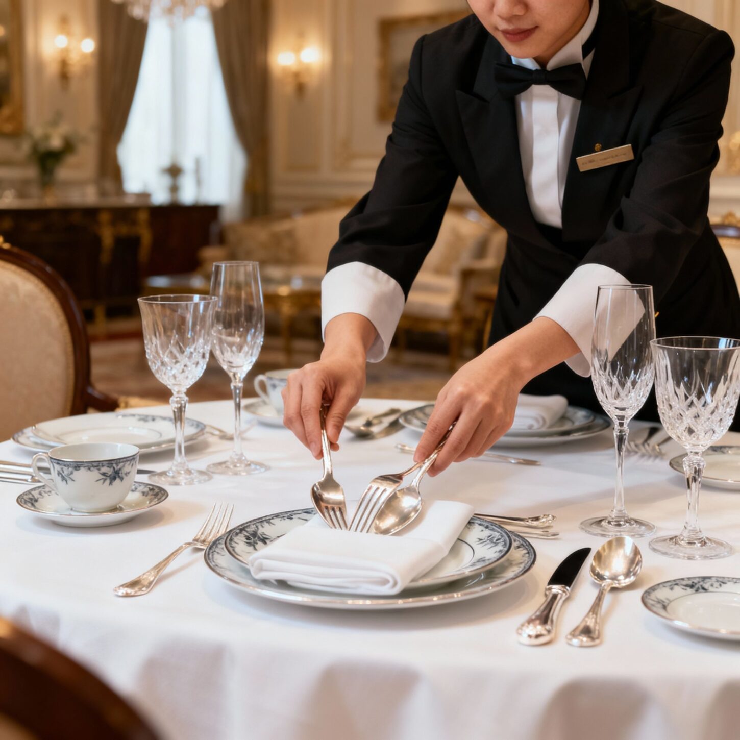 Agenzia per personale domestico Lajatico - Dettaglio professionale del servizio tavola luxury con personale asiatico esperto