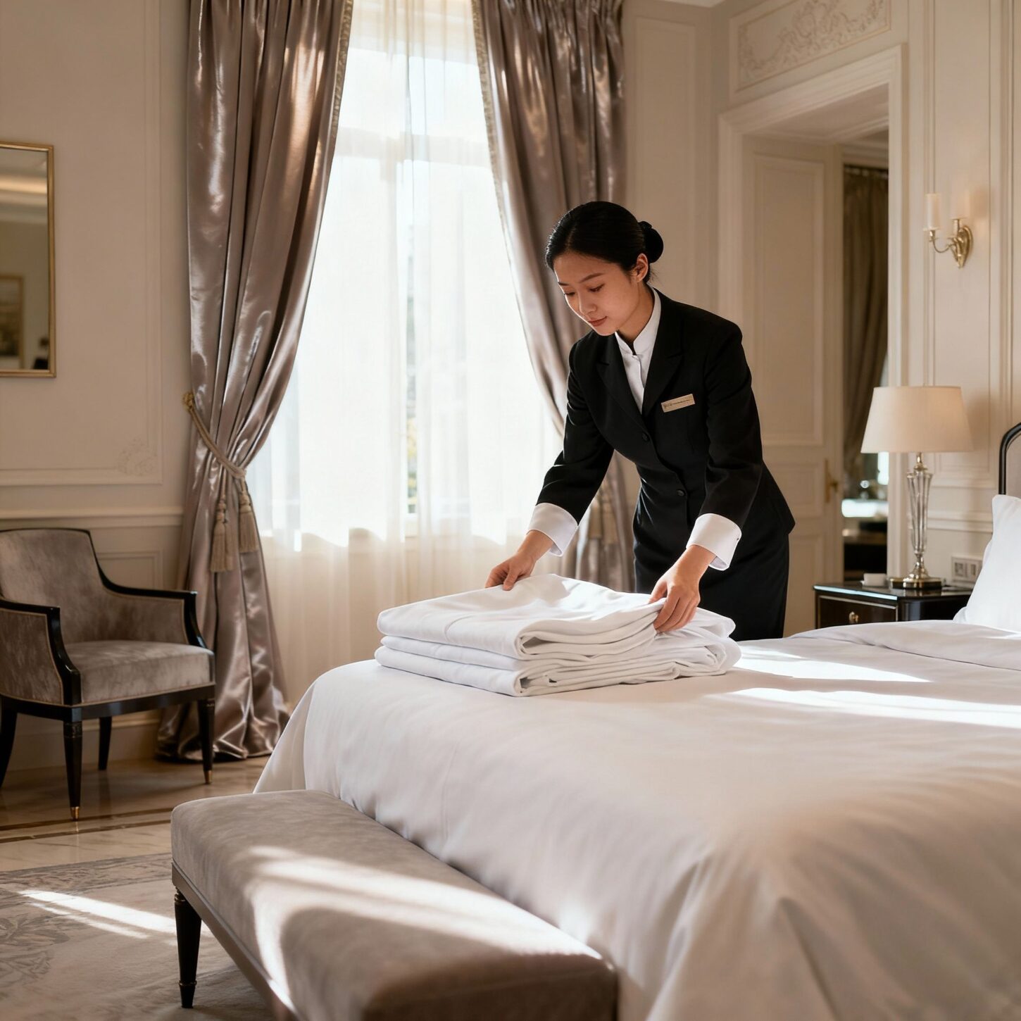 Colf Albignasego - Servizio luxury personale domestico asiatico in camera da letto elegante