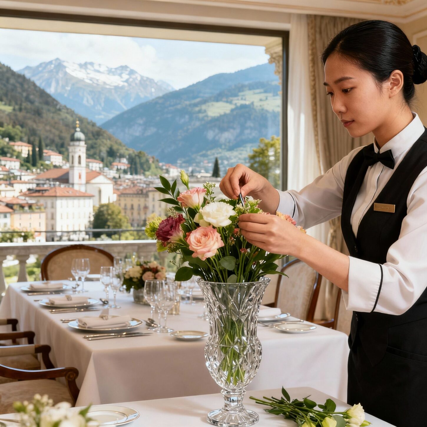 Coppia Domestici Filippini Merano - Dettaglio professionale servizio personalizzato con composizioni floreali