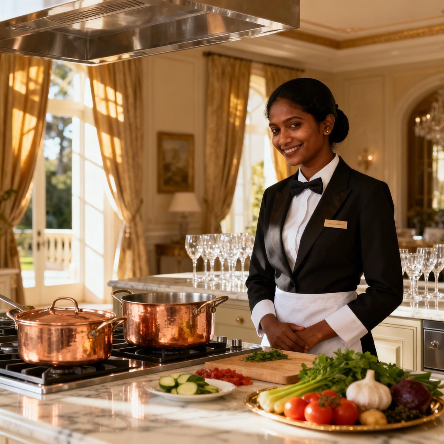 Coppia Domestici Filippini Siena - cuoca professionale Sri Lanka in cucina luxury europea