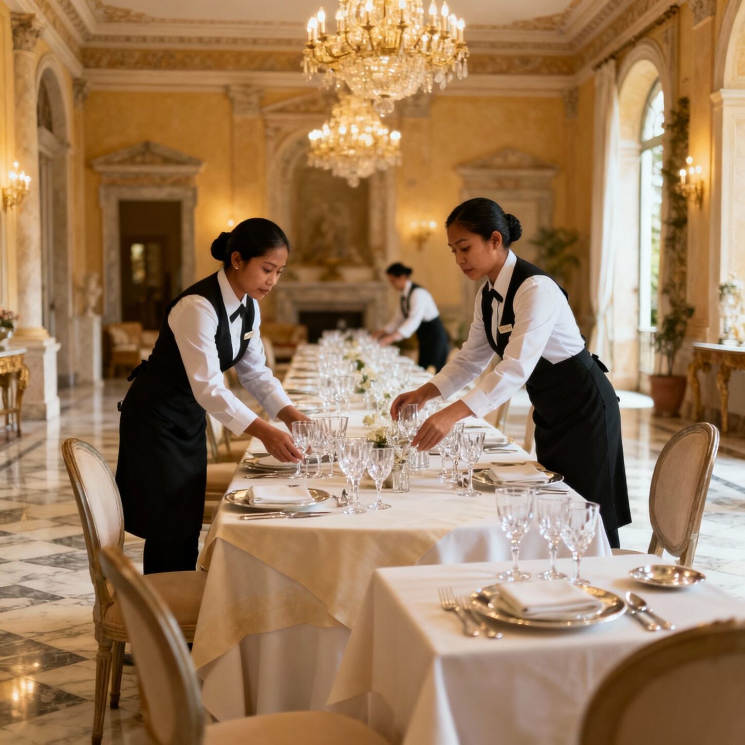 Coppia Domestici Filippini qualificati - servizio di sala elegante