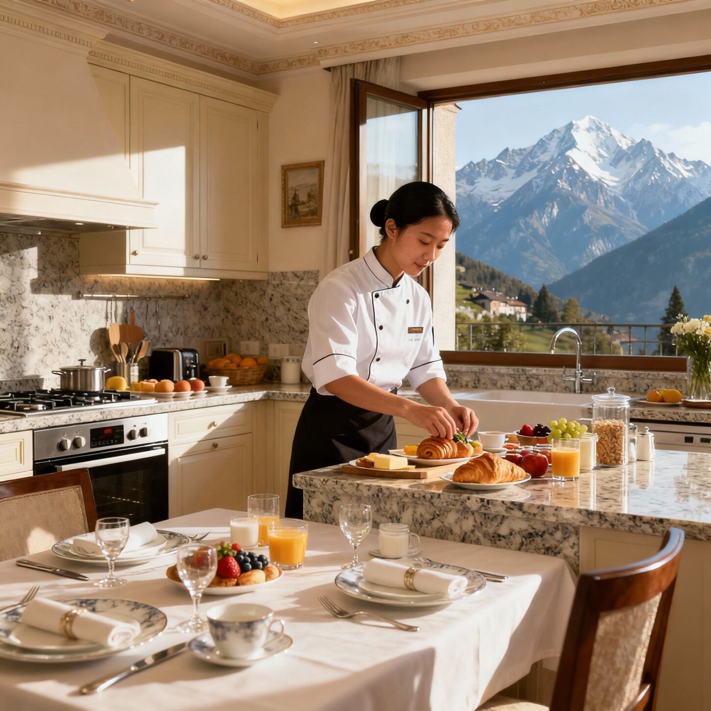 Coppia Sri Lanka Courmayeur - Colazione gourmet preparata da personale asiatico in cucina luxury