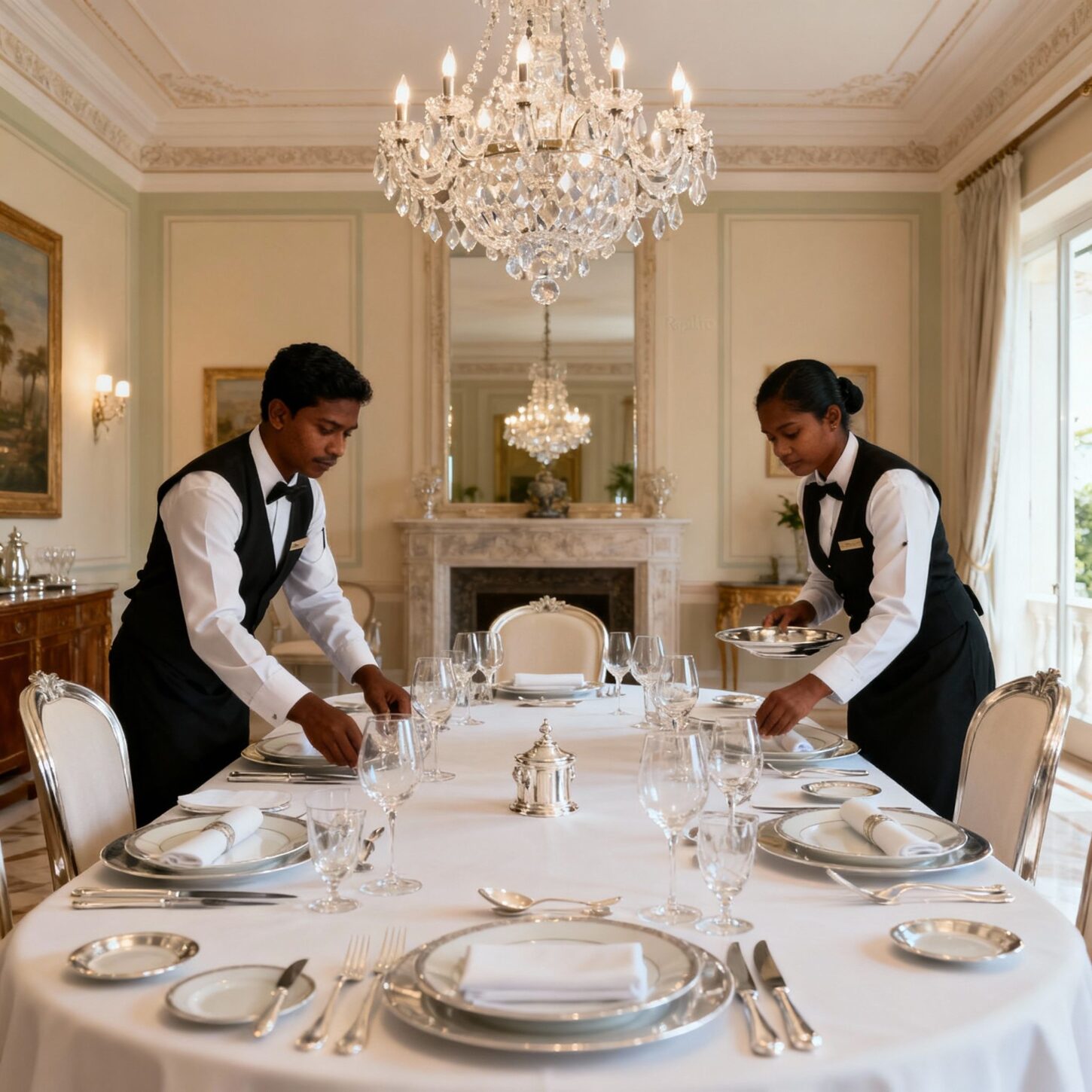 Coppia domestici Rapallo - servizio di sala elegante