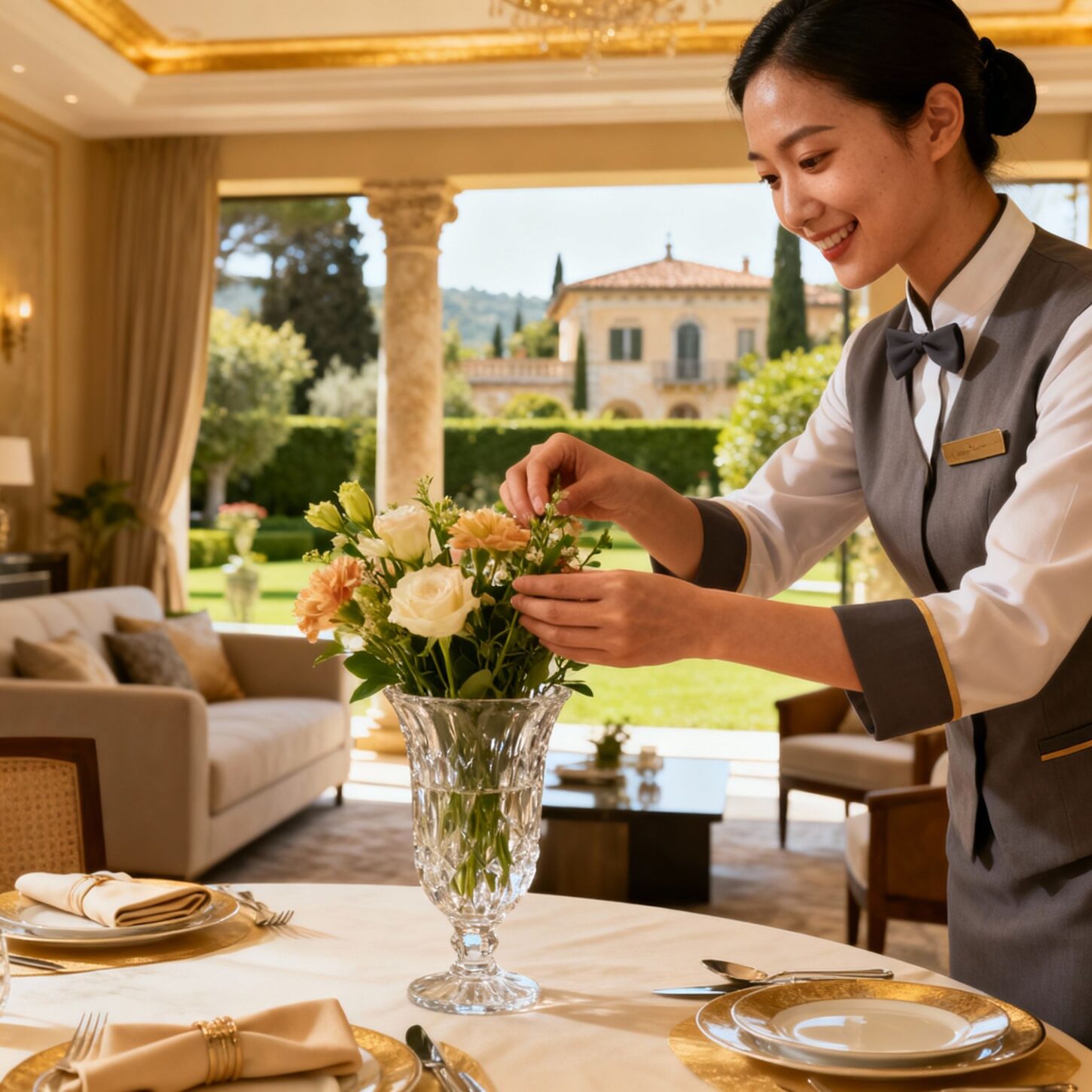 Coppia per residence privato - Dettaglio servizio floreale professionale in ambiente elegante