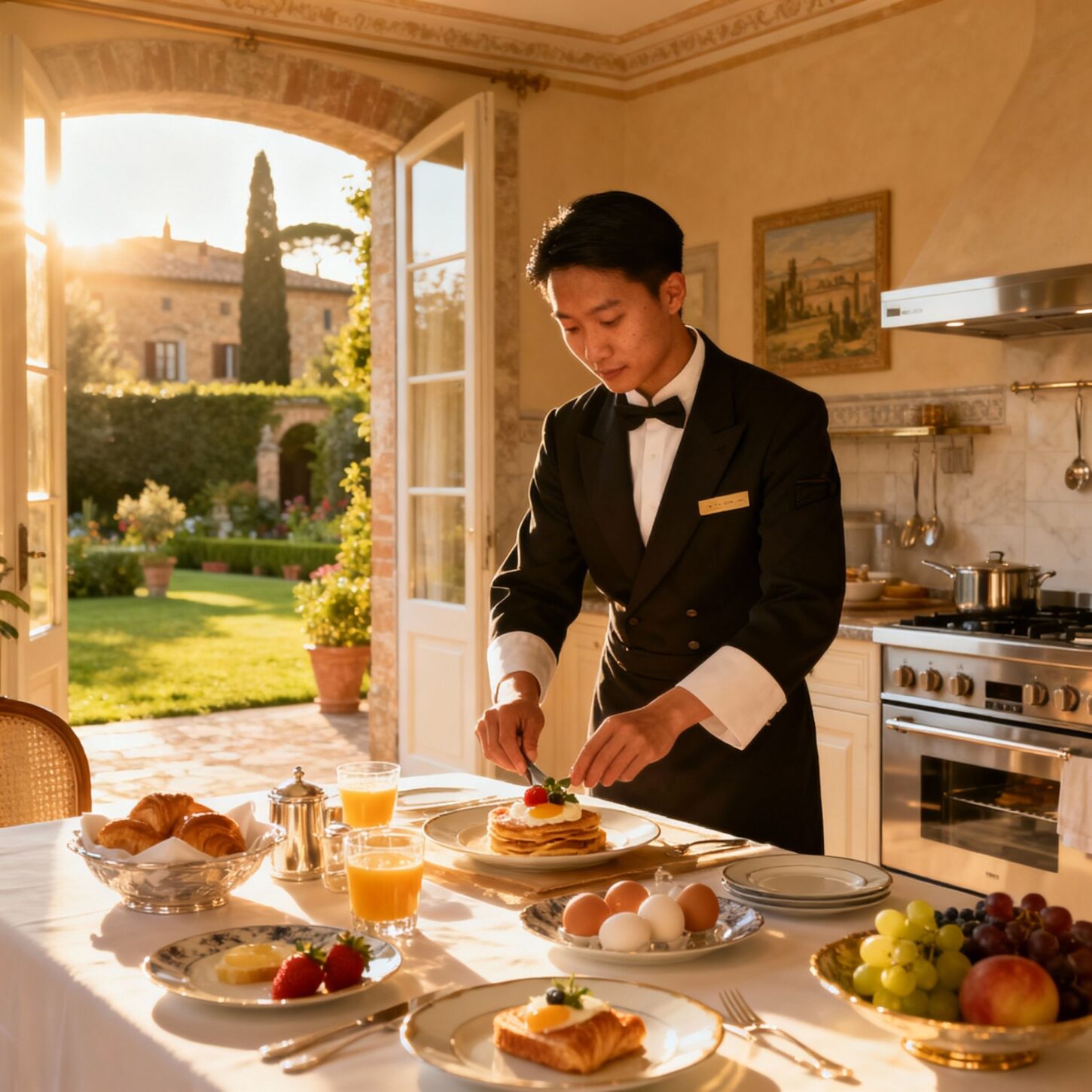 Migliore agenzia colf Arezzo - Servizio colf filippino in cucina luxury per colazione gourmet