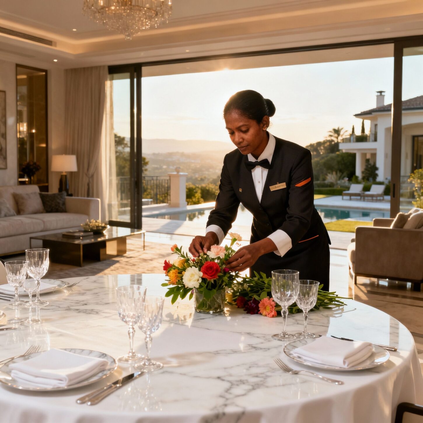 Migliore agenzia colf Latina - Housekeeper srilankese in sala da pranzo luxury per servizio convivente