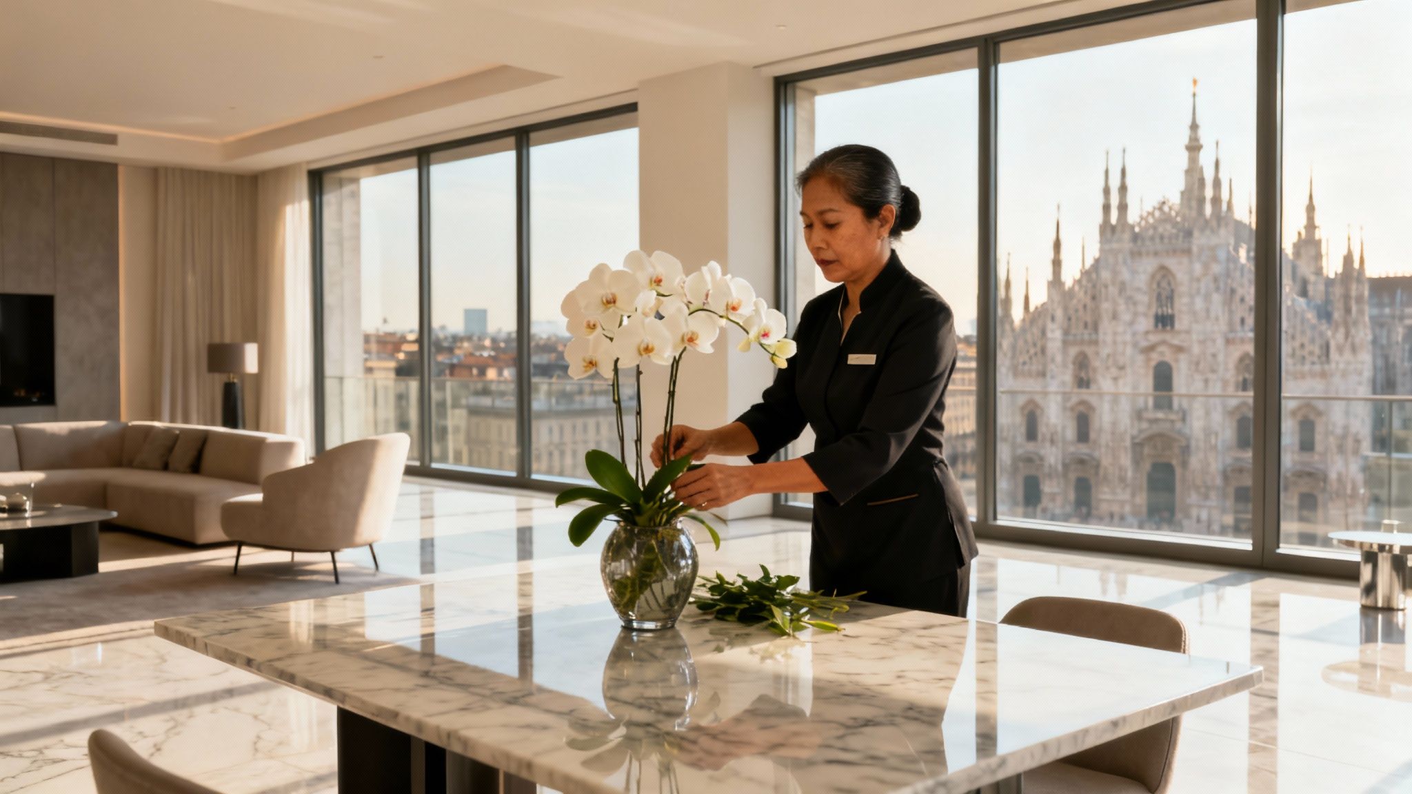 cerco colf convivente milano - domestica filippina d'elite in attico di lusso con vista Duomo.