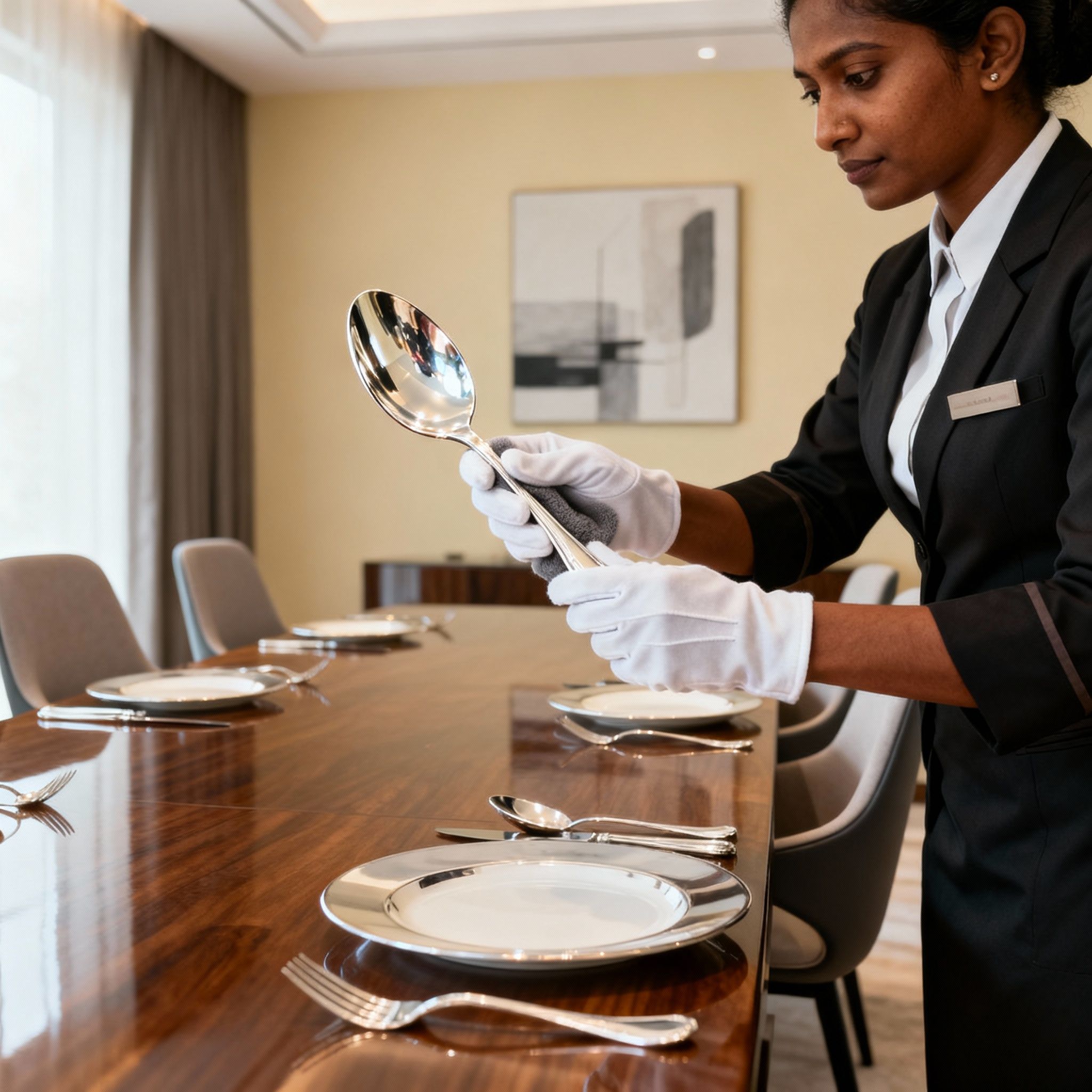 cerco colf milano: colf srilankese esperta prepara una tavola elegante in una residenza di lusso. Professionalità garantita.