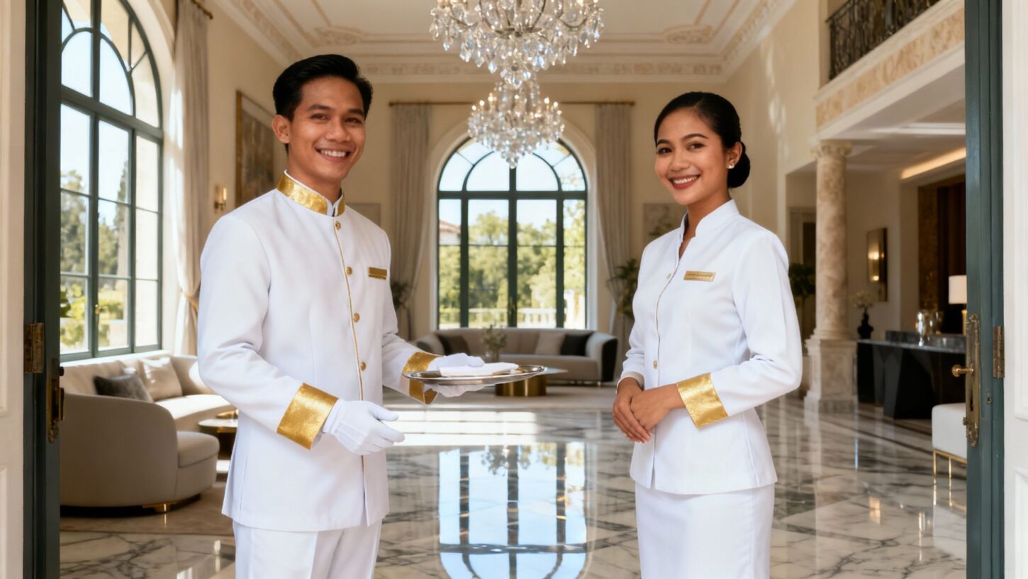coppia domestici per gestione casa - servizio professionale in villa luxury