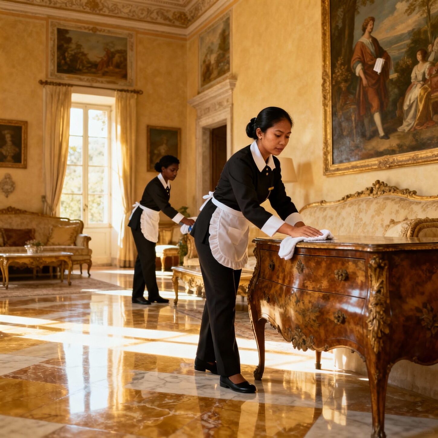 coppia domestici per tenuta privata - cura ambienti signorili