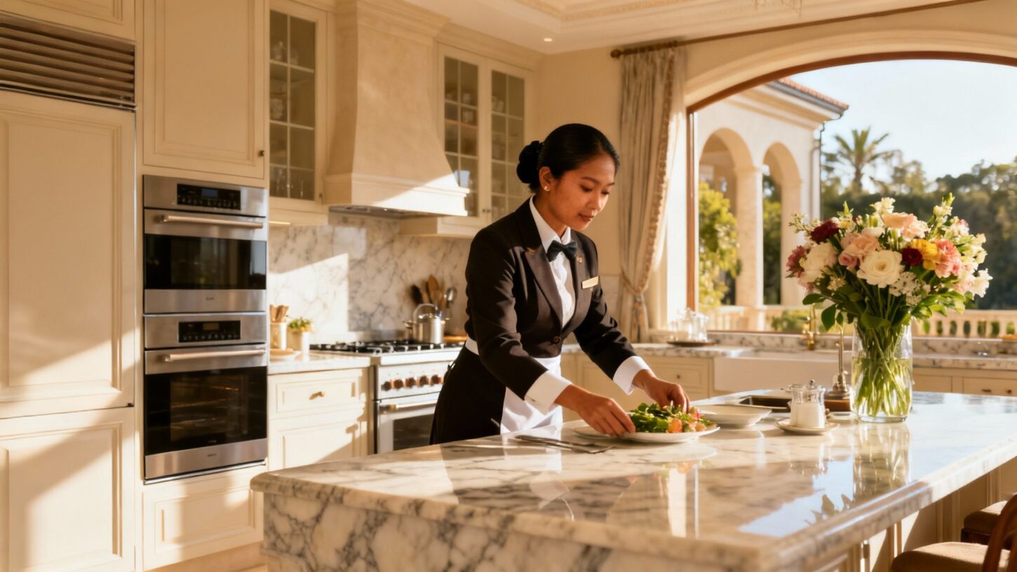 vantaggi coppia domestici conviventi - domestica asiatica filippina in cucina luxury italiana