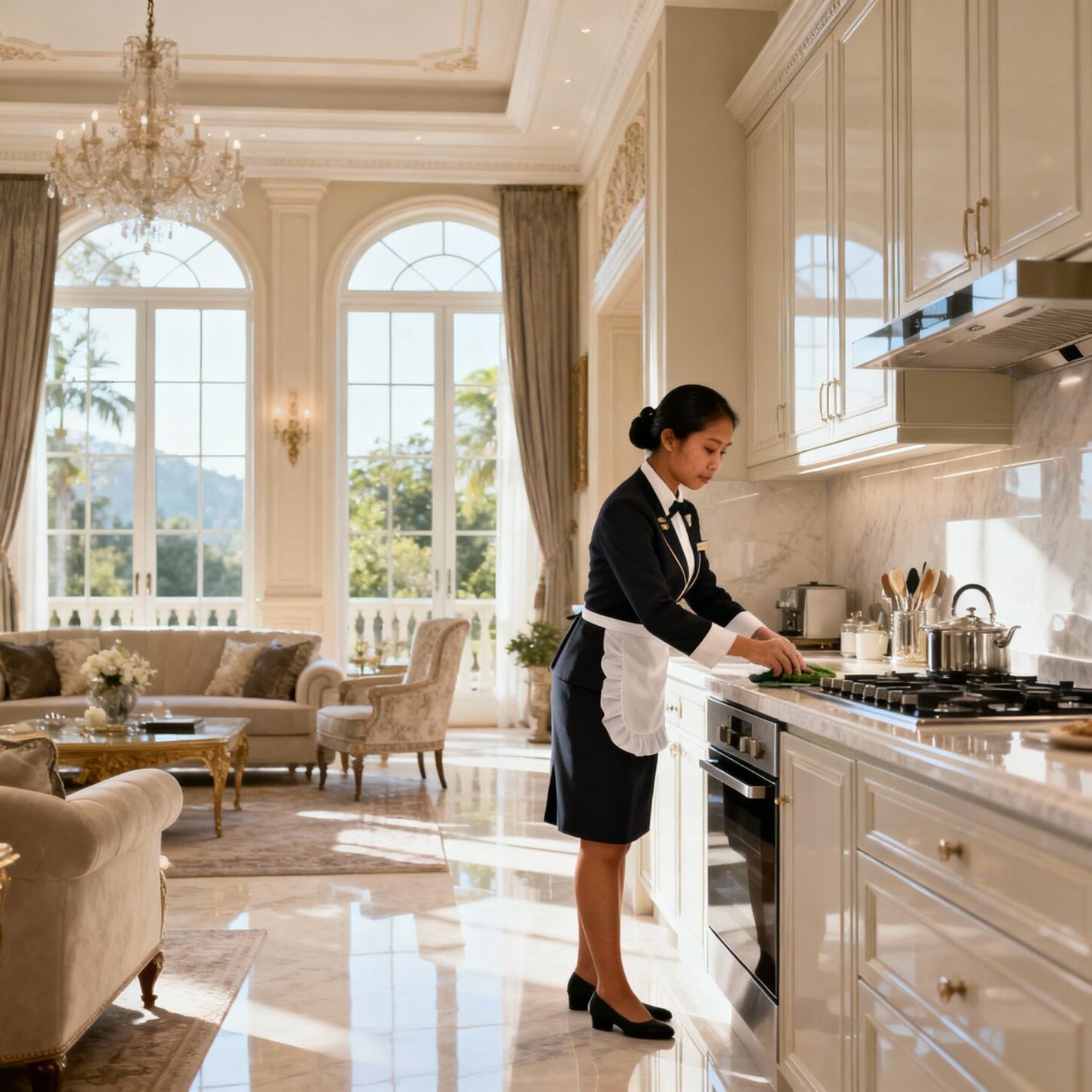vantaggi coppia domestici conviventi - personale domestico asiatico in villa luxury