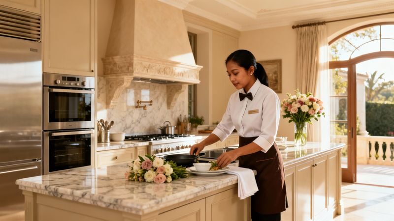 Agenzia domestici Montegrotto Terme - domestico asiatico professionale in cucina elegante di prestigio