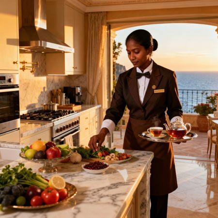 Agenzia domestici Taormina - domestica dello Sri Lanka in cucina di lusso italiana