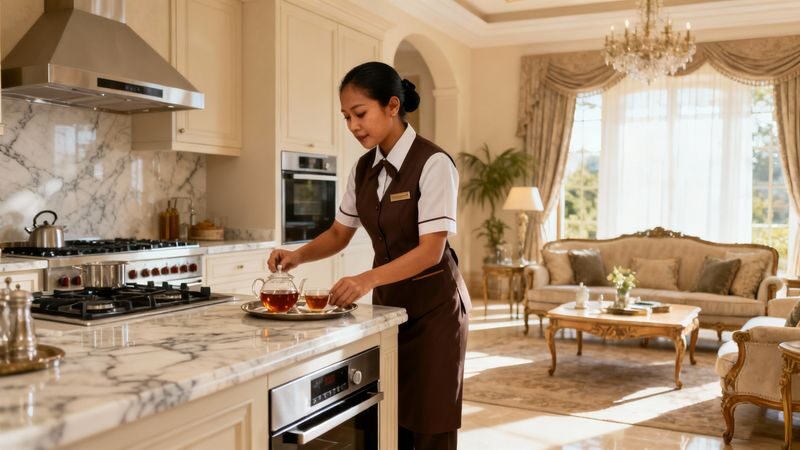 Coppia Sri Lanka Como - domestica filippina in villa di lusso