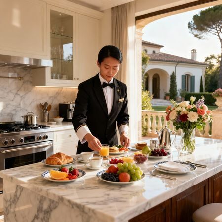 Agenzia domestici Urbino - Servizio colazione elegante in villa di lusso