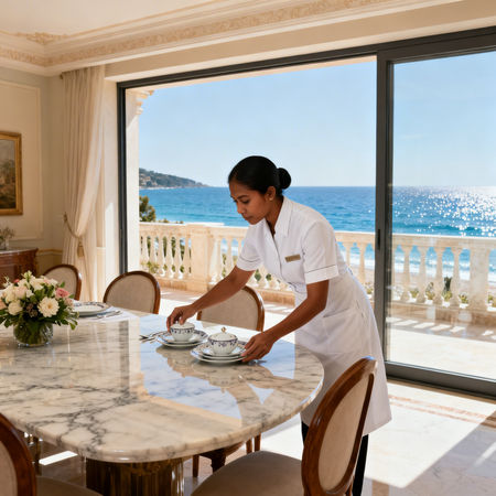 Agenzia domestici Riccione - lavoratore domestico asiatico in villa di lusso vicino al mare, servizio esclusivo e professionale