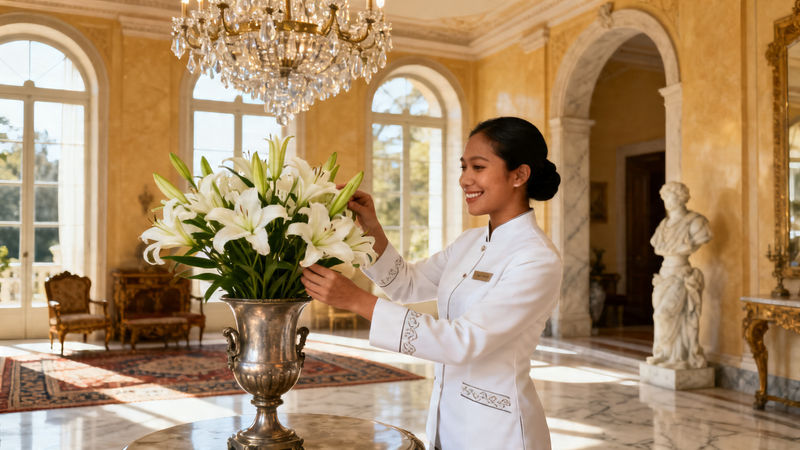 Agenzia per personale domestico Brianza - Servizio luxury con lavoratrice domestica asiatica in villa elegante