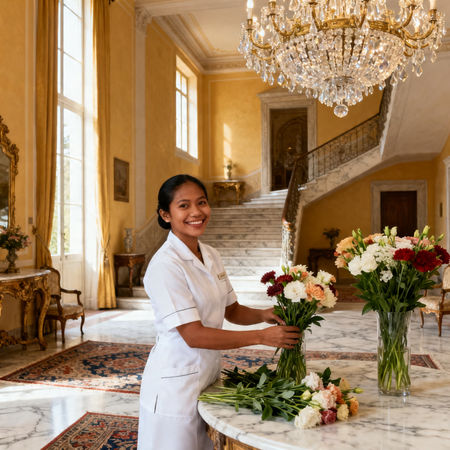 Agenzia per personale domestico Brianza: lavoratrice asiatica in villa di lusso, servizio esclusivo per famiglie affluent.
