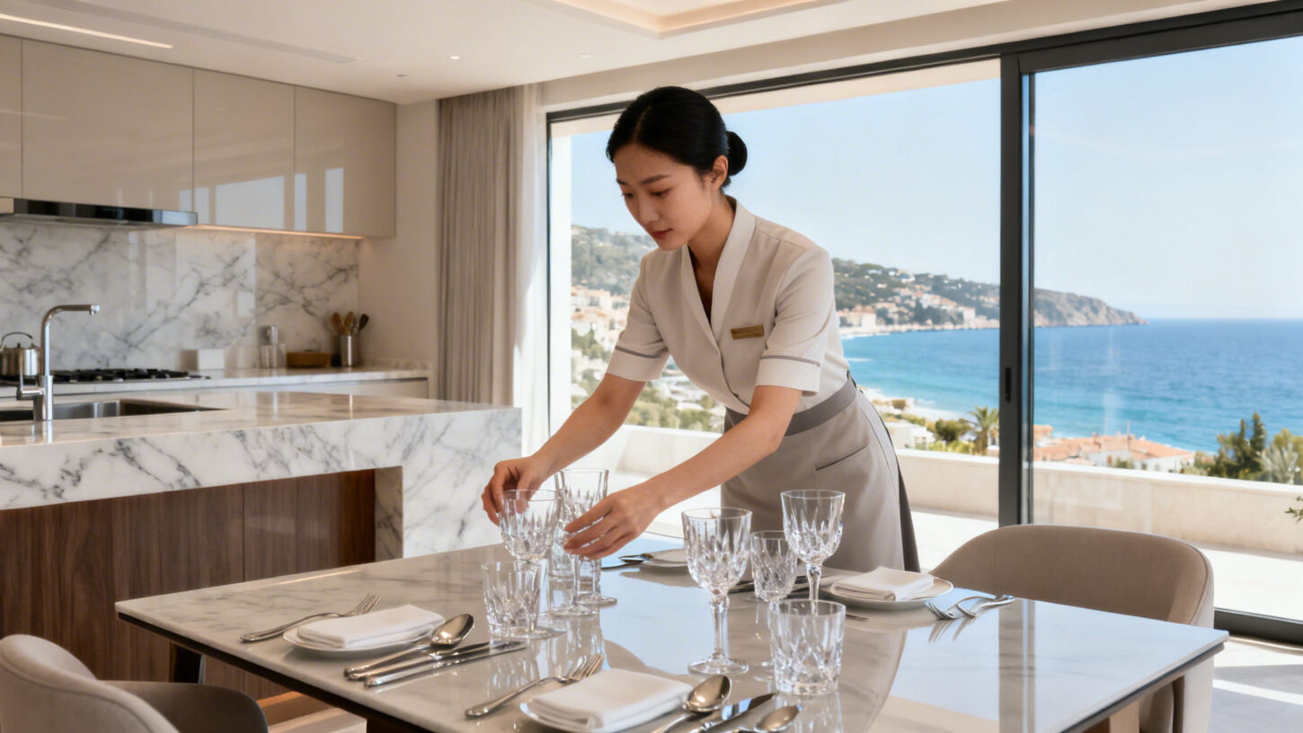 Colf Varazze servizio domestico asiatico elegante preparazione argenteria cucina luxury vista mare