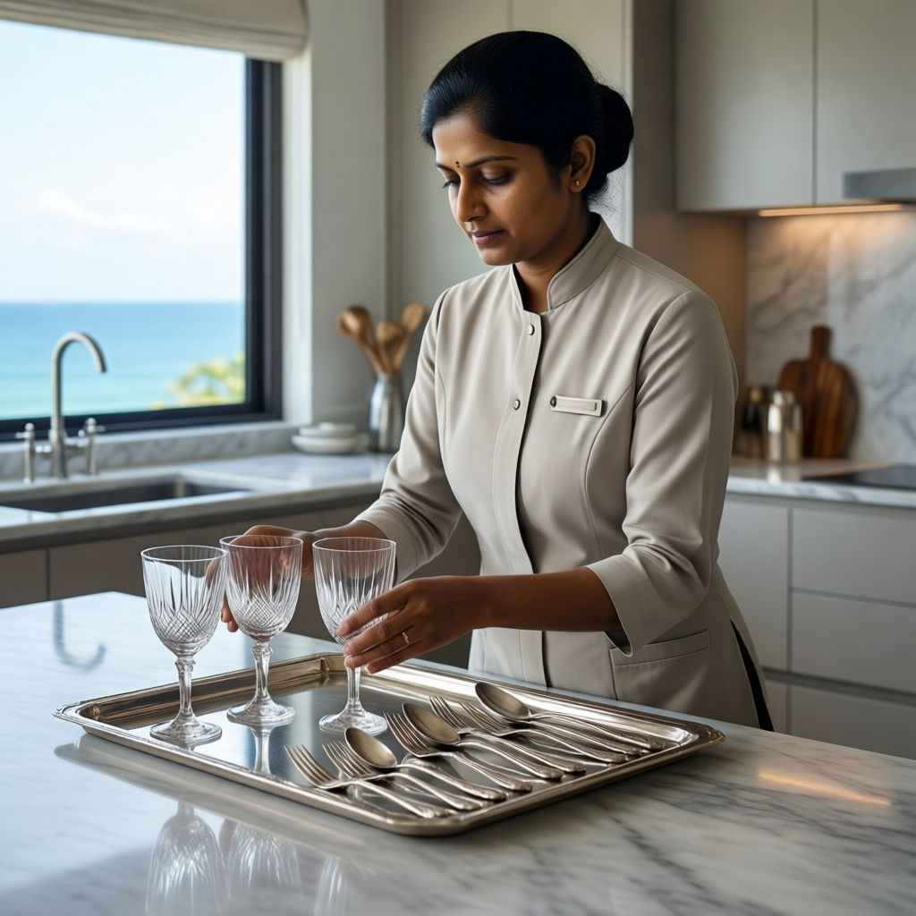 Colf Varazze servizio asiatico dettaglio argenteria luxury cucina vista mare