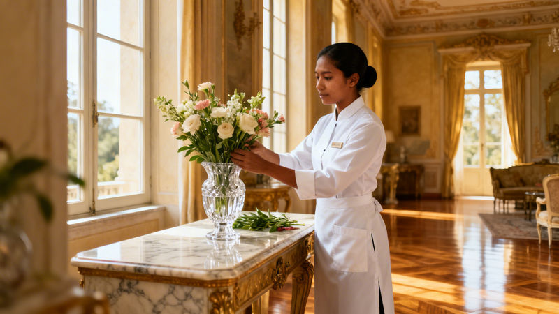 Migliore agenzia domestici Cesena - lavoratore domestico asiatico in villa di lusso italiano, servizio esclusivo e professionale