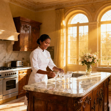 Migliore agenzia domestici Garda - lavoratrice asiatica in villa luxury, servizio esclusivo e professionale.