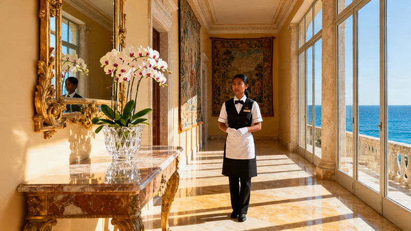 Migliore agenzia domestici Pesaro - lavoratrice domestica asiatica in villa di lusso a Pesaro, servizio elegante e professionale