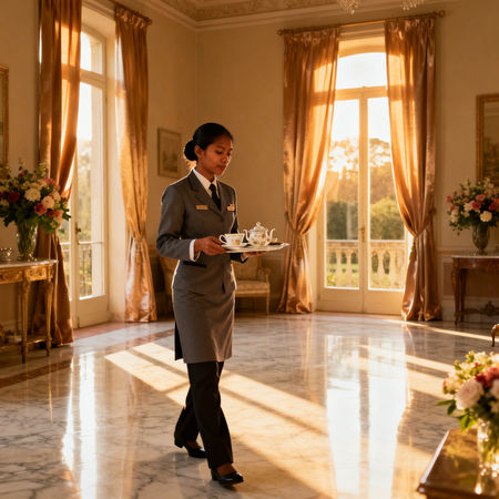 Migliore agenzia domestici Reggio Emilia - lavoratrice domestica asiatica in villa di lusso, servizio esclusivo e elegante