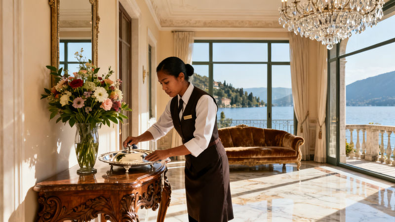 Migliore agenzia colf Garda - domestica asiatica in villa di lusso sul Lago di Garda